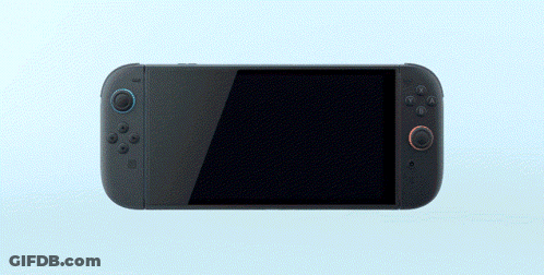 A Black Nintendo Switch With A Blue And Red Button On The Bottom GIF