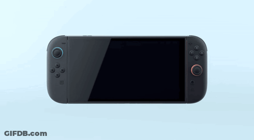 A Black Nintendo Switch With A Blue And Red Controller On A Blue Background GIF