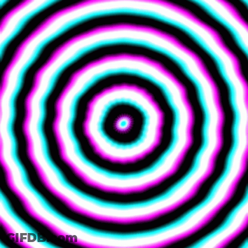 A Black , Purple , And Blue Optical Illusion With A White Center . GIF
