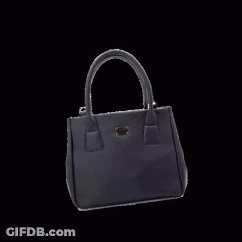 A Black Purse With A Gold Badge On The Front GIF