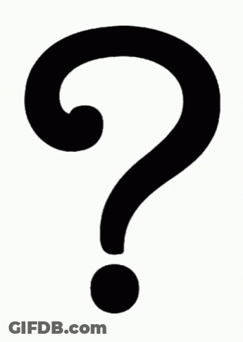 A Black Question Mark With A Swirl On It GIF