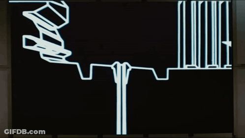 A Black Screen With A White Line Drawing Of A Person GIF