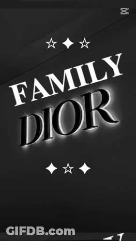A Black Sign That Says Family Dior In White Letters GIF