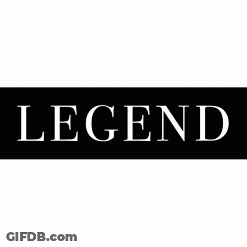 A Black Sign With The Word Legend On It GIF
