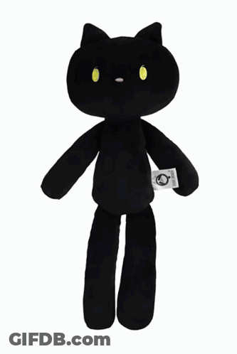 A Black Stuffed Animal With A Heart On It 'S Back GIF