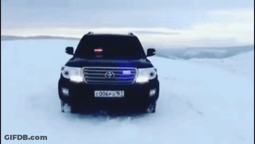 A Black Toyota Suv With A License Plate That Reads C006po 16 1 GIF