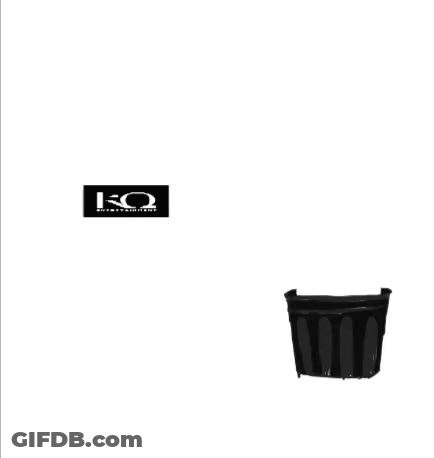 A Black Trash Can With A Card In It And A Cut Copy Delete Button GIF