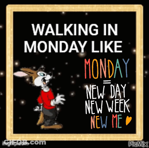 A Blackboard With A Kangaroo And The Words Walking In Monday Like Monday GIF
