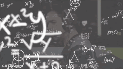 A Blackboard With Mathematical Equations And The Letters Bhx Written In White GIF