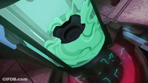 A Blender With A Green Liquid Coming Out Of It And The Letter S On The Bottom GIF