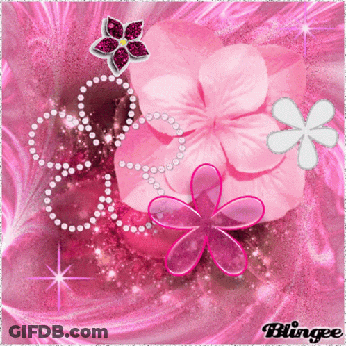 A Blingee Picture Of Pink Flowers And Pearls GIF