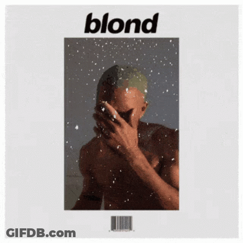 A Blond Album Cover Has A Man Covering His Face GIF