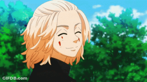 A Blonde Anime Character With Blood On His Face GIF