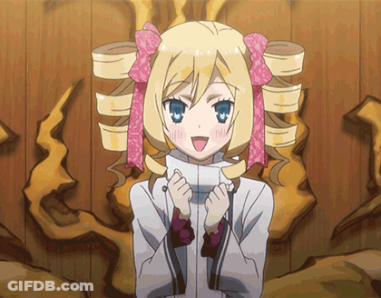 A Blonde Anime Girl With A Pink Bow On Her Hair GIF