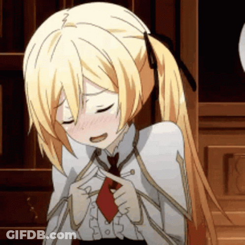 A Blonde Anime Girl With A Red Tie GIF