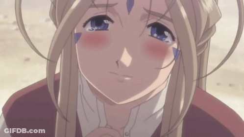 A Blonde Anime Girl With Blue Eyes Is Crying With Her Eyes Closed GIF