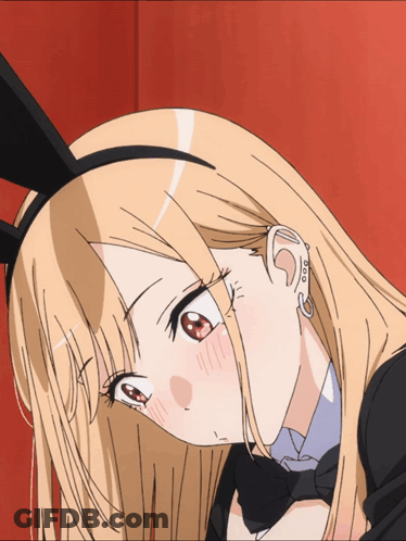Blonde Anime Girl With Bunny Ears And Bow Tie GIF