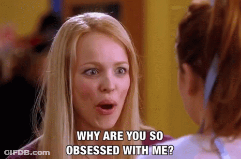 A Blonde Woman Is Talking To Another Woman And Says Why Are You So Obsessed With Me GIF