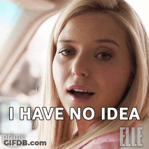 A Blonde Woman Says I Have No Idea In Front Of A Picture Of Her GIF
