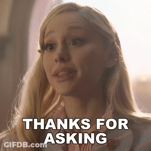 Blonde Woman Saying Thanks For Asking GIF