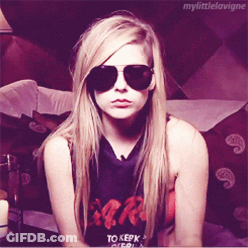 A Blonde Woman Wearing Sunglasses And A Shirt That Says To Keep GIF