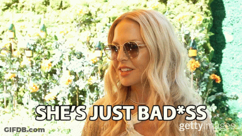 A Blonde Woman Wearing Sunglasses Says She 'S Just Bad Ss GIF