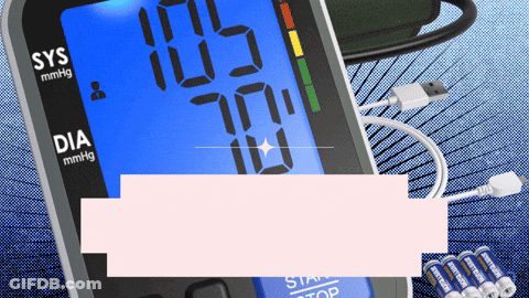A Blood Pressure Monitor Displays A Sys Mmhg And A Dia Mmhg GIF