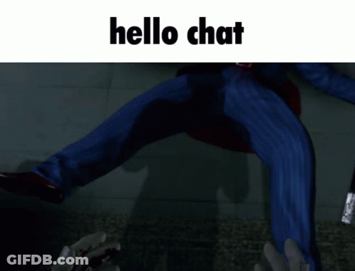 A Bloody Hand Is Reaching Out Towards A Person Laying On The Floor With The Words Hello Chat Above It GIF