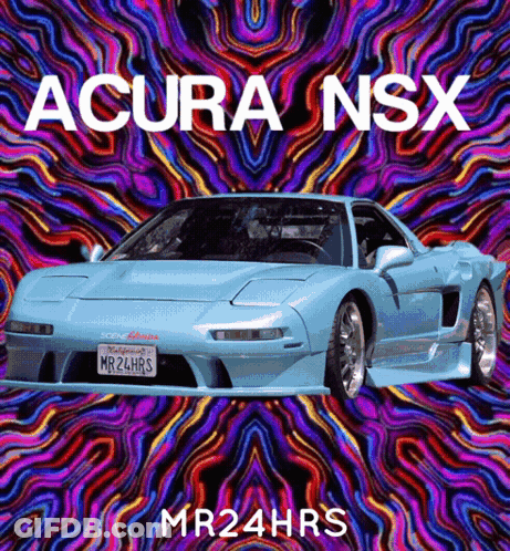A Blue Acura Nsx With A Psychedelic Background GIF