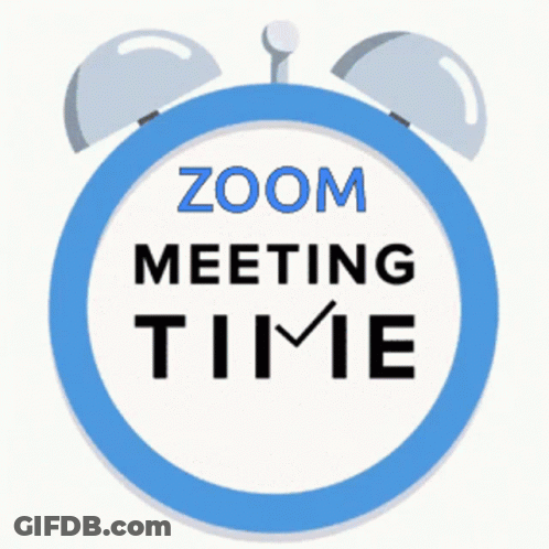 A Blue Alarm Clock Says Zoom Meeting Time GIF