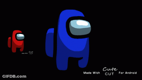 A Blue Among Us Character Is Standing Next To A Red One GIF