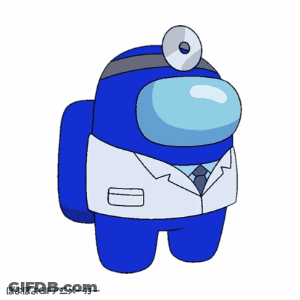 A Blue Among Us Character With A Doctor 'S Hat GIF
