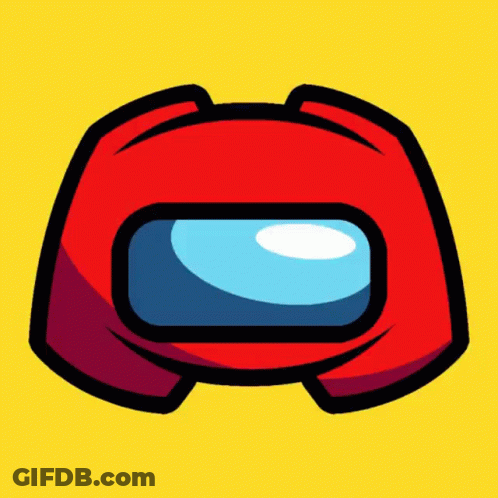 A Blue Among Us Icon With A Yellow Eye On A Pink Background GIF