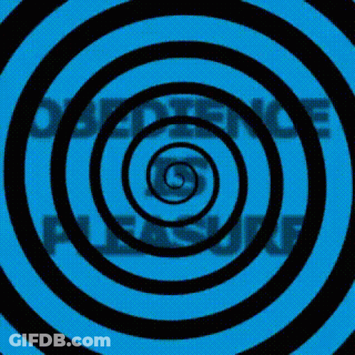 A Blue And Black Hypnotic Spiral With The Word Pleasure In The Center GIF