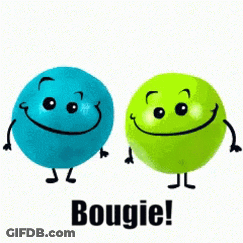 A Blue And Green Ball With Arms And Legs Giving Each Other A High Five GIF