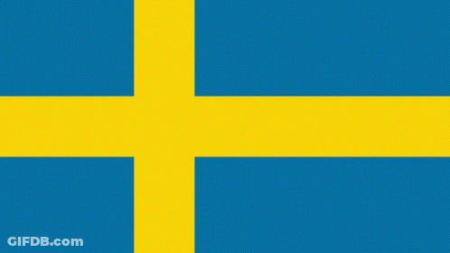 A Blue And Green Flag With A Yellow Circle With The Word Ikea On It GIF