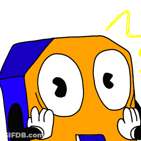 A Blue And Orange Cartoon Character Says Oh My Gosh ! GIF