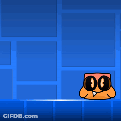 Blue And Orange Cartoon Character With Triangle GIF