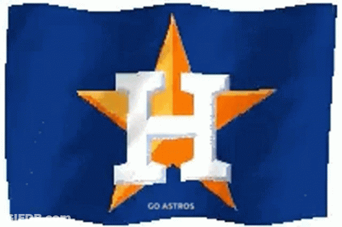 A Blue And Orange Flag With The Letter H On It . GIF