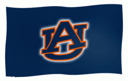 A Blue And Orange Flag With The Letters A And U On It GIF