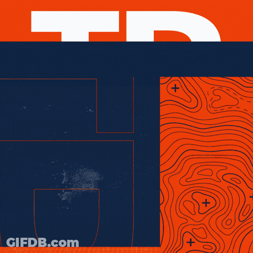 A Blue And Orange Sign That Says Touchdown GIF