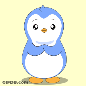 A Blue And Pink Penguin With Bubbles On Its Head GIF