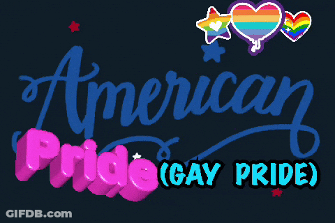 A Blue And Pink Sign That Says American Pride GIF