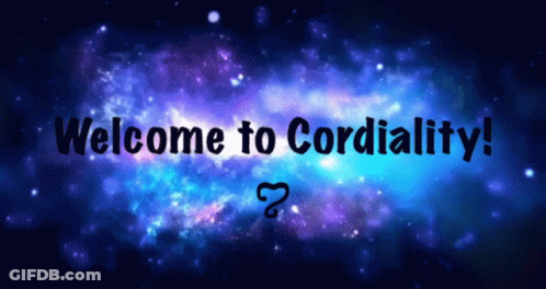 A Blue And Purple Background With The Words Welcome To Cordiality GIF