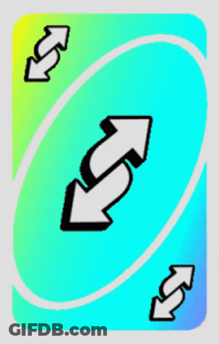 A Blue And Purple Playing Card With Two Arrows Pointing In Opposite Directions GIF