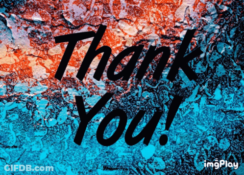 A Blue And Red Background With The Words Thank You GIF
