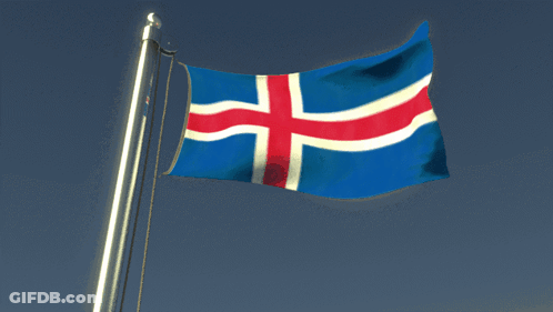 A Blue And Red Flag With A Cross On It GIF