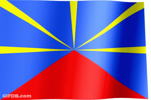 A Blue And Red Flag With Yellow Stripes GIF