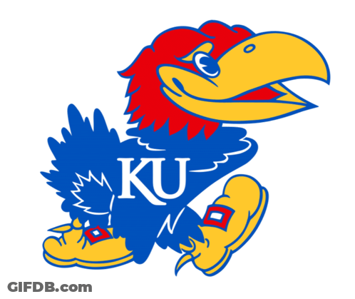 A Blue And Red Hawk With The Letter Ku On It GIF