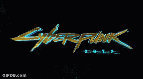 A Blue And Red Logo For Cyberpunk 2077 Is Displayed GIF